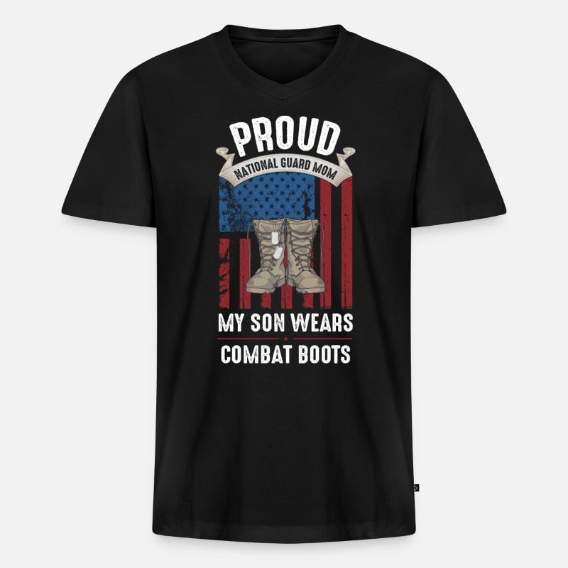 Stolze Nationalgarde Mutter - Männer Premium Bio T-Shirt mit V-Ausschnitt - Schwarz