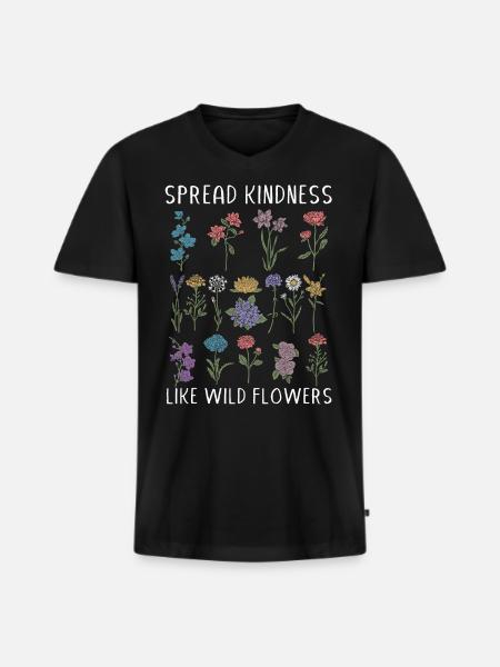 Kindness How To Spread Wildflowers - Men's Premium Organic T-shirt with V-neck - black