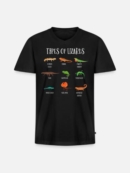Types of lizards, lizards, reptiles - Men's Premium Organic T-shirt with V-neck - black