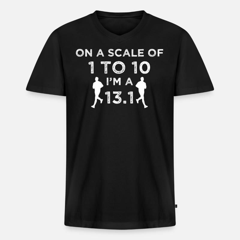 Halbmarathon, Marathon, Läufer - Männer Premium Bio T-Shirt mit V-Ausschnitt - Schwarz