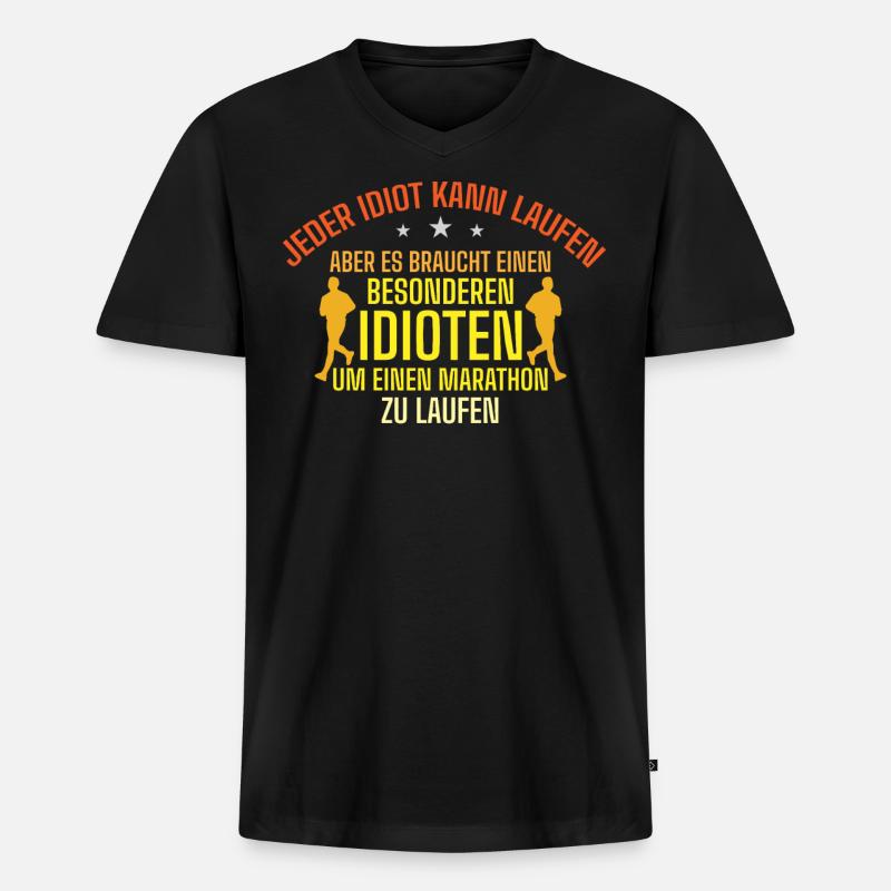 Halbmarathon, Marathon, Läufer - Männer Premium Bio T-Shirt mit V-Ausschnitt - Schwarz