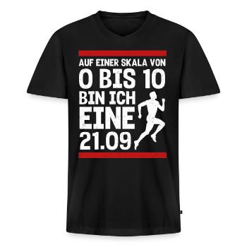 Halbmarathon, Marathon, Läufer - Männer Premium Bio T-Shirt mit V-Ausschnitt - Schwarz - Vorne - Nico (187cm)