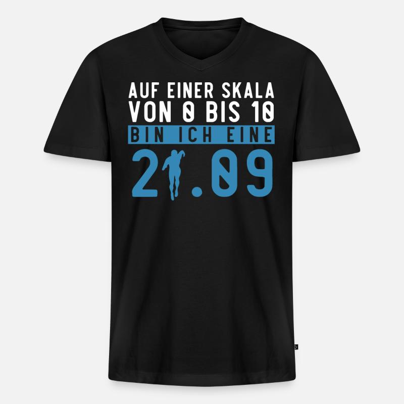 Halbmarathon, Marathon, Läufer - Männer Premium Bio T-Shirt mit V-Ausschnitt - Schwarz