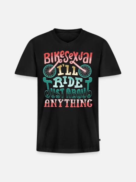 Bikesexual, Bicycle, Cycling - Men's Premium Organic T-shirt with V-neck - black