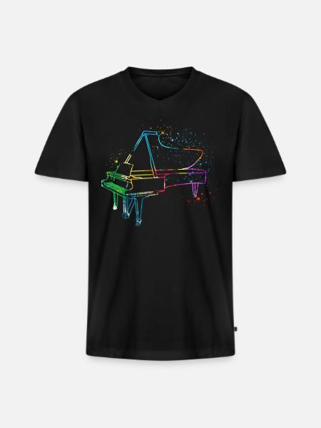 Piano, Pianist - Men's Premium Organic T-shirt with V-neck - black
