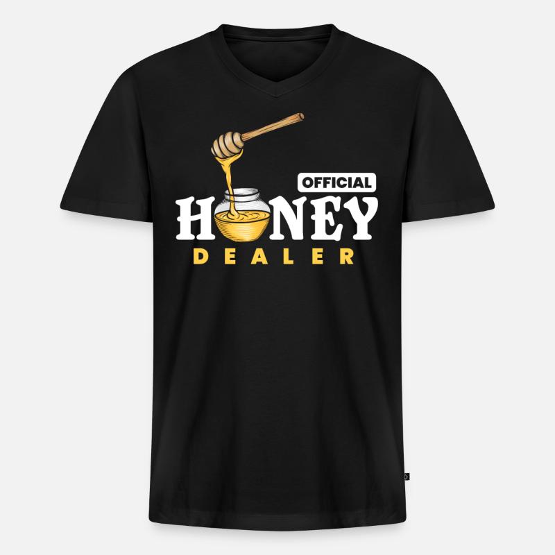 Honighändler, Honig Comp, - Männer Premium Bio T-Shirt mit V-Ausschnitt - Schwarz