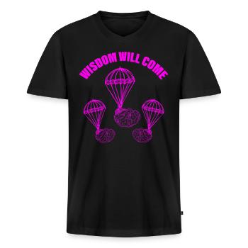 Sarkasmus Weisheit wird Kommen Gehirn Besserwisser - Männer Premium Bio T-Shirt mit V-Ausschnitt - Schwarz - Vorne - Nico (187cm)