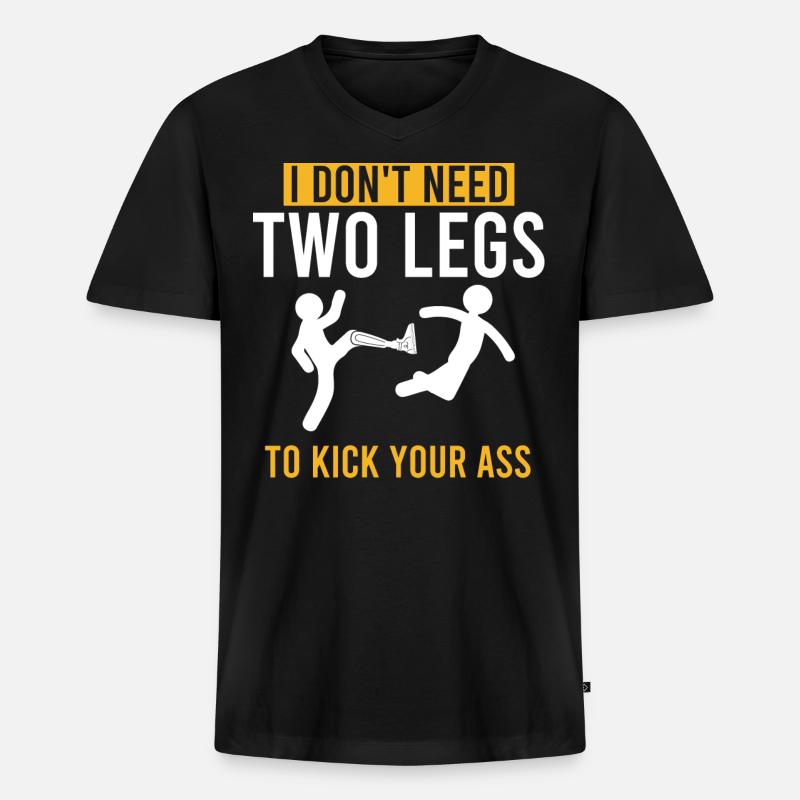 Beinprothese, Prothese, Amputierter, Amputation - Männer Premium Bio T-Shirt mit V-Ausschnitt - Schwarz