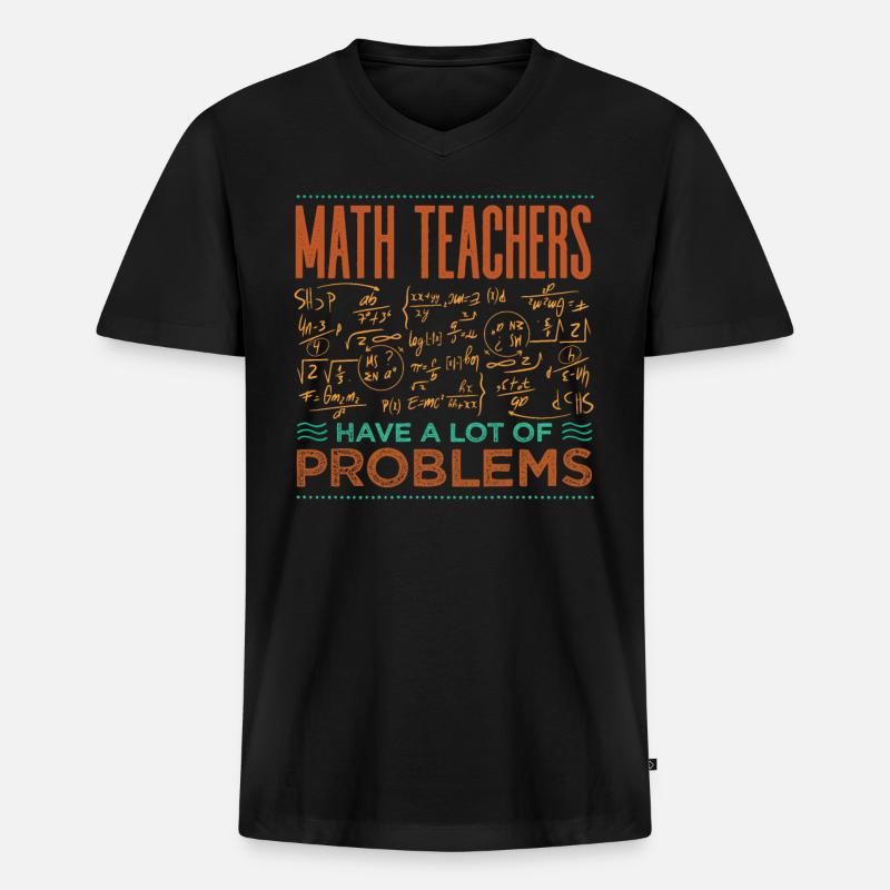 Mathematiklehrer - Männer Premium Bio T-Shirt mit V-Ausschnitt - Schwarz