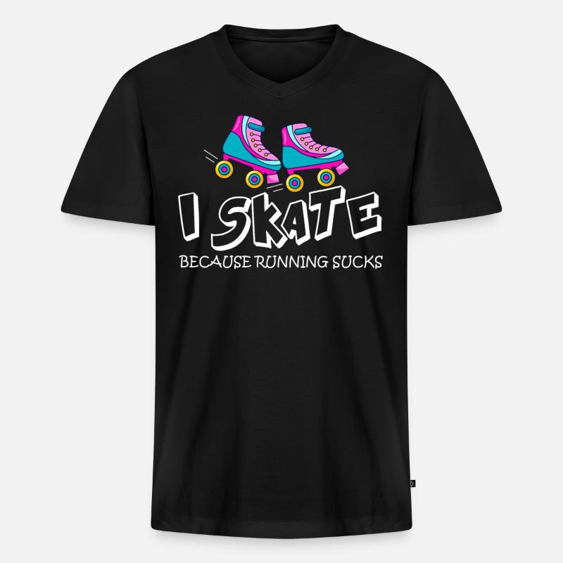 Rollschuhlaufen - Männer Premium Bio T-Shirt mit V-Ausschnitt - Schwarz