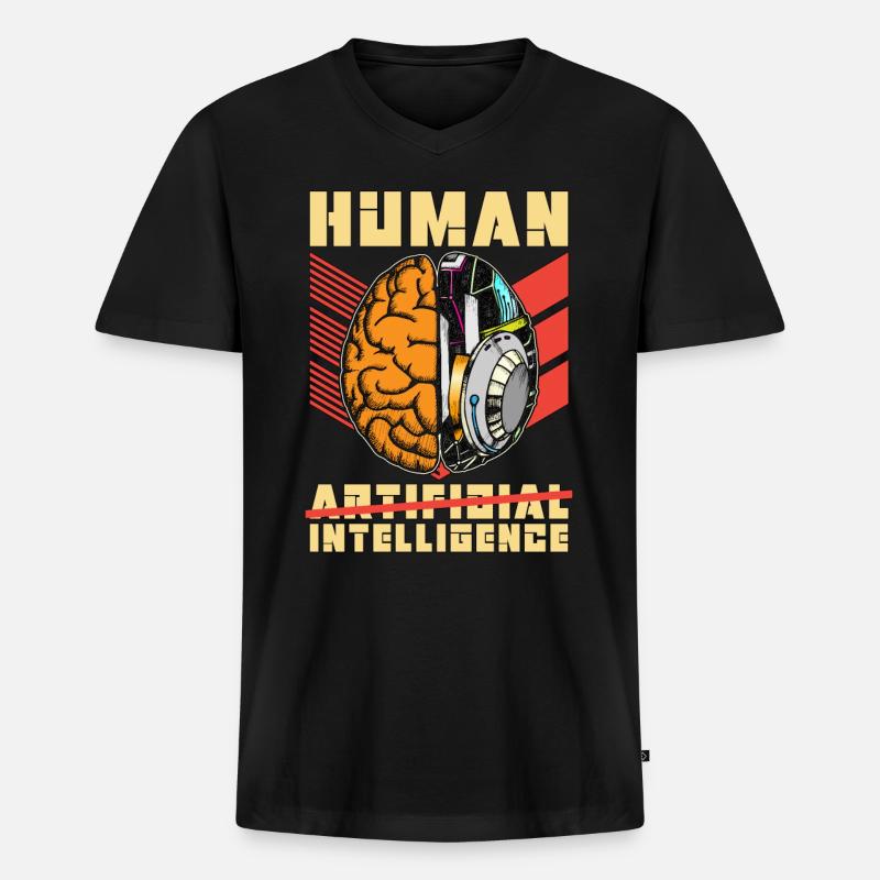 Artificial Intelligence Human Artificial Engineer - Männer Premium Bio T-Shirt mit V-Ausschnitt - Schwarz