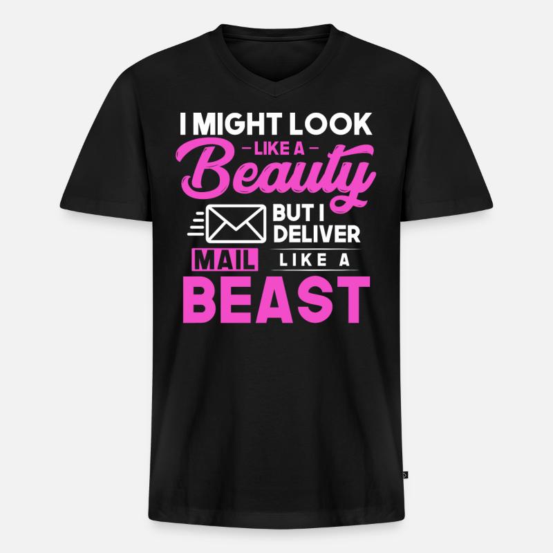 Postarbeiter, Post Mann - Männer Premium Bio T-Shirt mit V-Ausschnitt - Schwarz