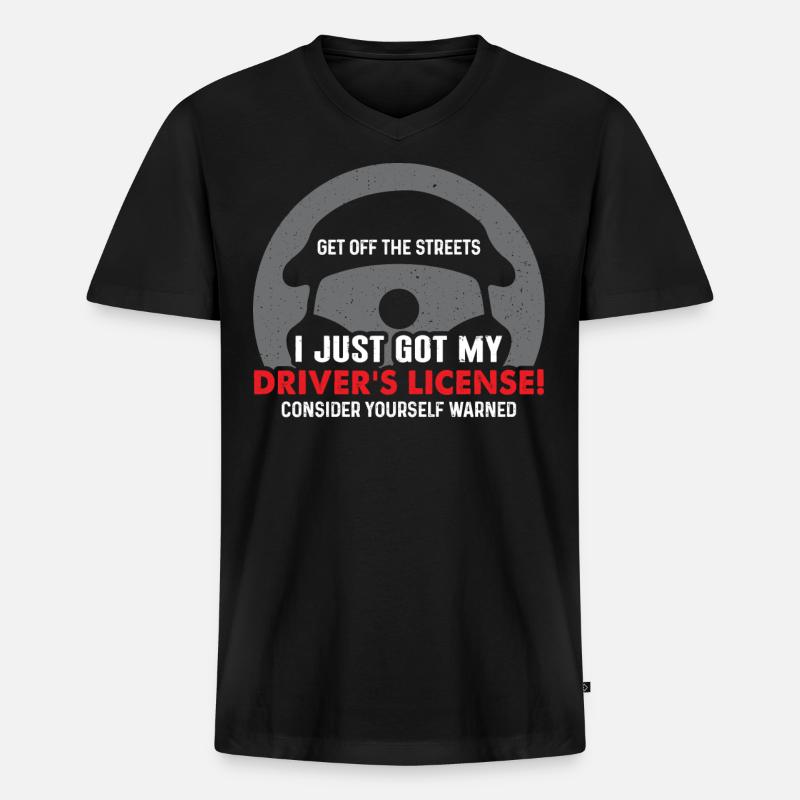 Führerschein - Männer Premium Bio T-Shirt mit V-Ausschnitt - Schwarz