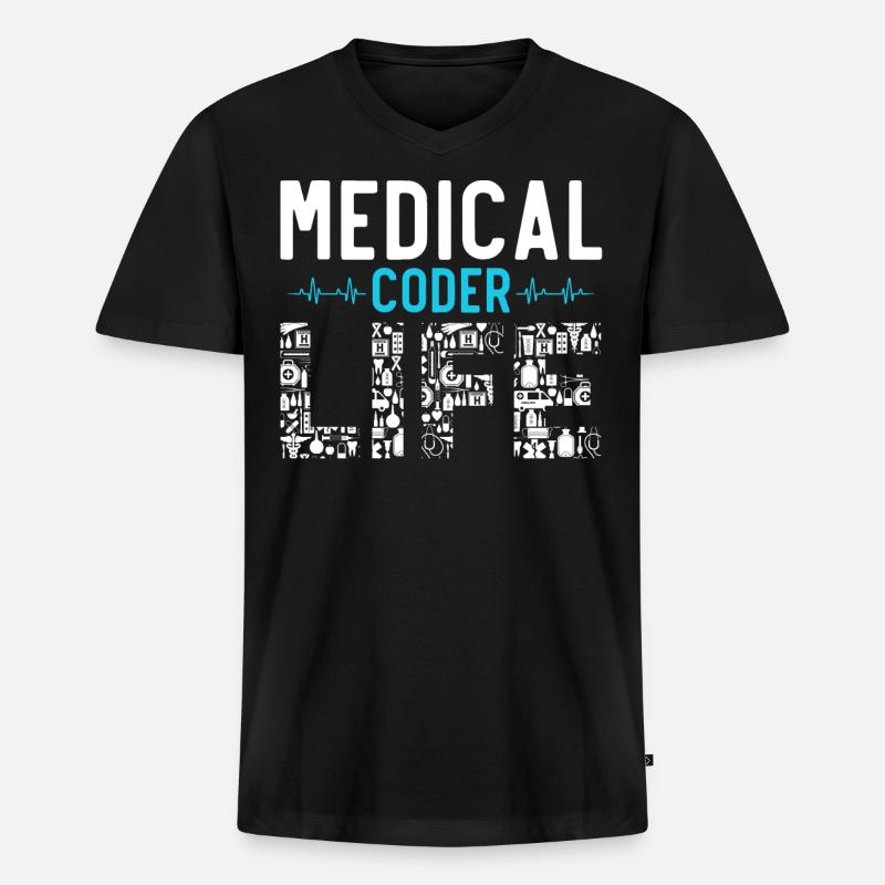 Medizinischer Kodierer Medizinischer Programmierer - Männer Premium Bio T-Shirt mit V-Ausschnitt - Schwarz