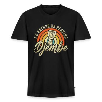 Djembe I'd Rather Be Playing Retro Percussionist - Männer Premium Bio T-Shirt mit V-Ausschnitt - Schwarz - Vorne - Nico (187cm)