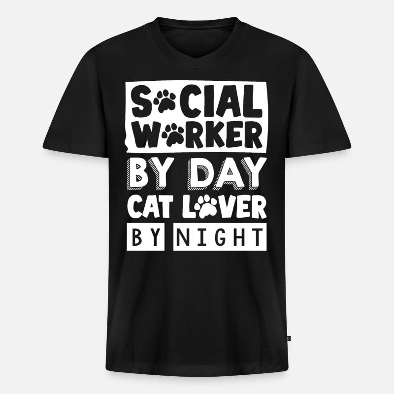 Sozialarbeiter - Männer Premium Bio T-Shirt mit V-Ausschnitt - Schwarz