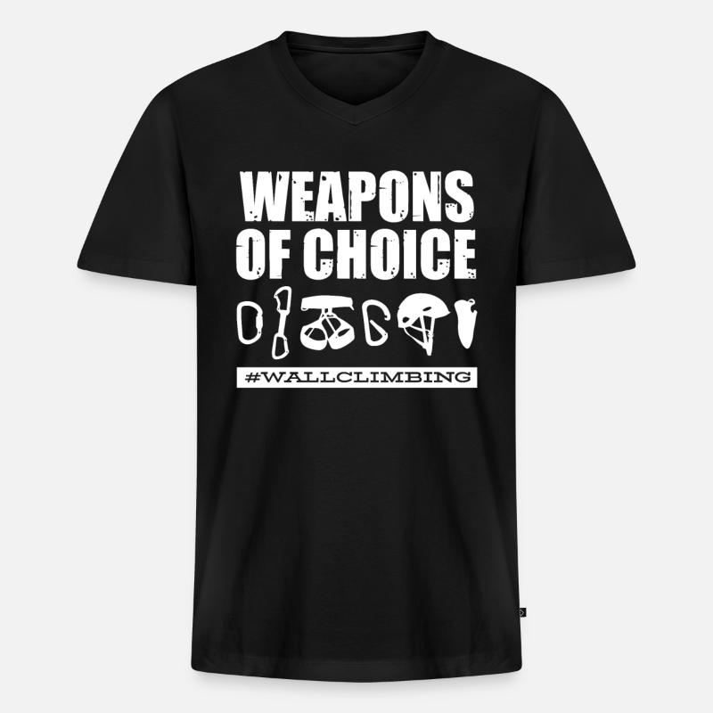 Wandkletterer, Wandklettern - Männer Premium Bio T-Shirt mit V-Ausschnitt - Schwarz