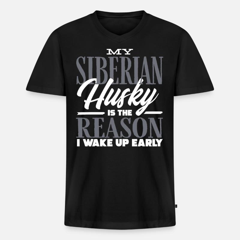 Sibirischer Husky - Männer Premium Bio T-Shirt mit V-Ausschnitt - Schwarz