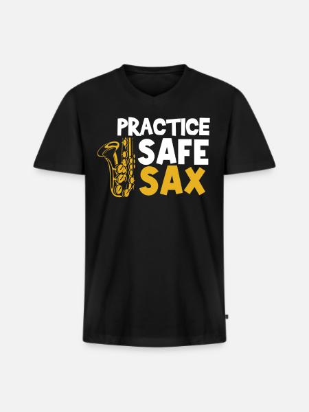 Saxophonist, Saxophone, Sound, Smooth Jazz - Men's Premium Organic T-shirt with V-neck - black