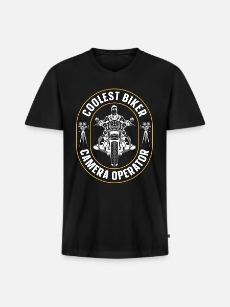 Caméraman Coolest Biker Camera Maker - T-shirt encolure en V Premium bio Homme - noir