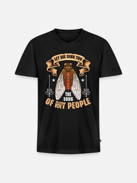 Cicaden Let Me Sing You The Song Periodiek Cicada - Mannen Premium Bio T-shirt met V-hals - zwart