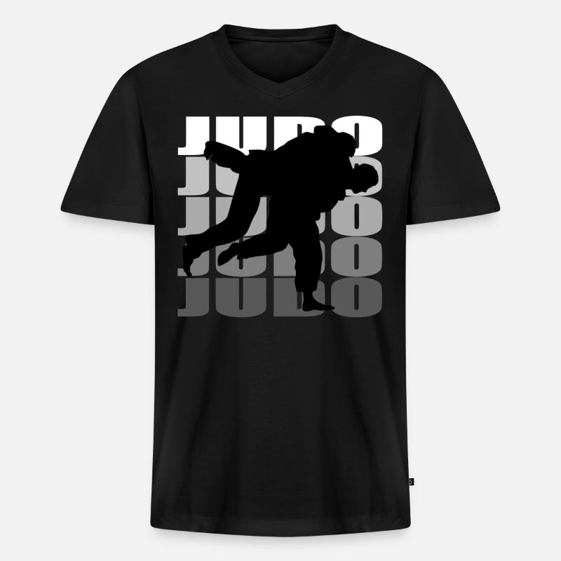 Judo - Männer Premium Bio T-Shirt mit V-Ausschnitt - Schwarz