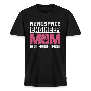 Aerospace Engineer Mom The Idol The Myth Aviation - Men's Premium Organic T-shirt with V-neck - black - Front - Nico (187cm)