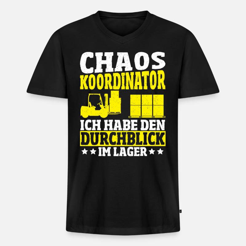 Lustiger Staplerfahrer Gabelstapler Beruf Sprüche - Männer Premium Bio T-Shirt mit V-Ausschnitt - Schwarz