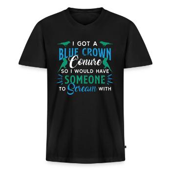 Conure I Got A Blue Crown Conure So Animal Lover - Männer Premium Bio T-Shirt mit V-Ausschnitt - Schwarz - Vorne - Nico (187cm)