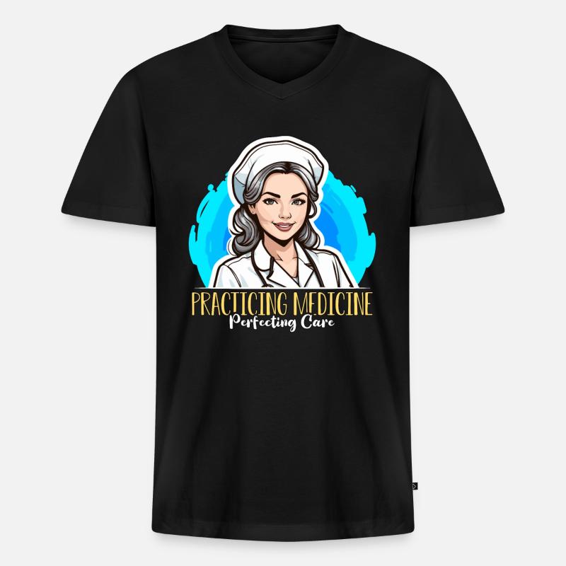 Nurse Practitioner Practicing Medicine Nursing - Männer Premium Bio T-Shirt mit V-Ausschnitt - Schwarz