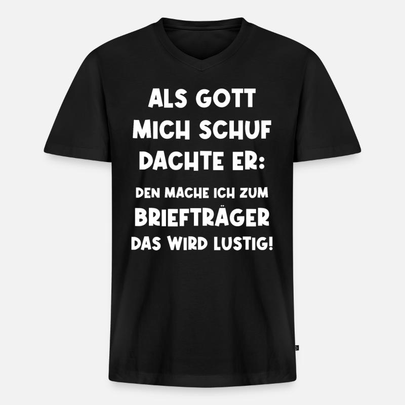 Briefträger Lustiger Postbote - Männer Premium Bio T-Shirt mit V-Ausschnitt - Schwarz