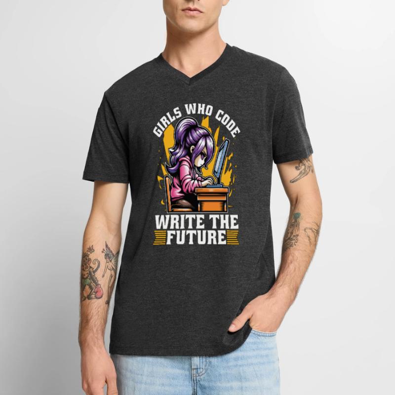 Coder Girls Who Code Write The Future Developer Männer Premium Bio T-Shirt mit V-Ausschnitt