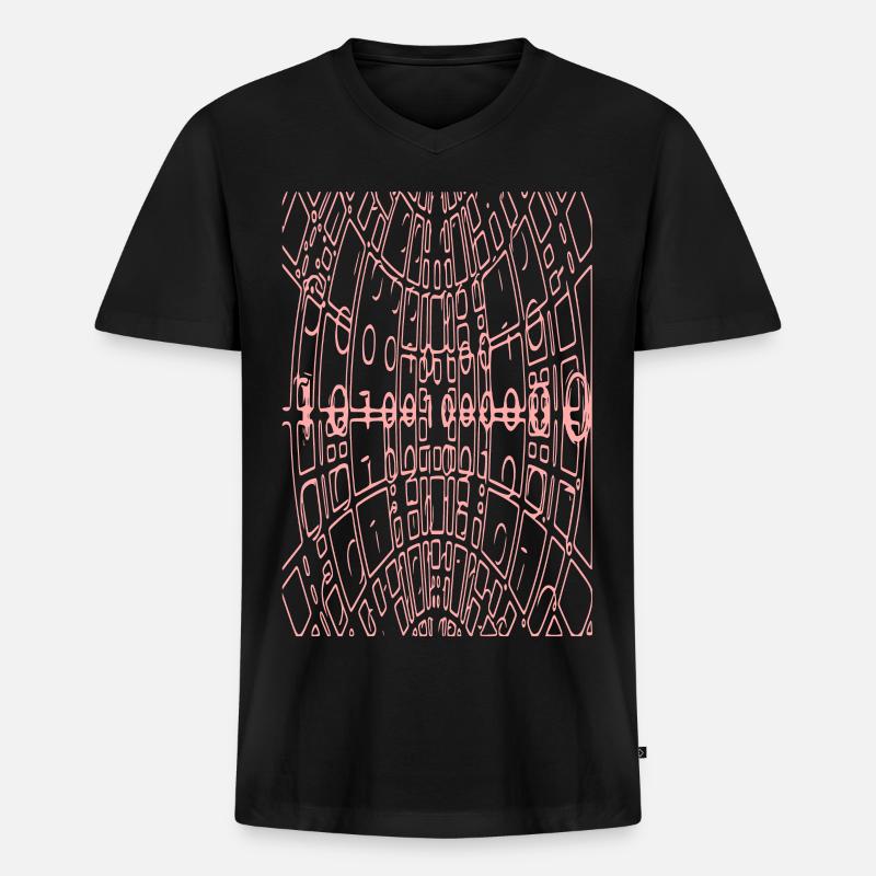Binary Code Abstract (pink) - Men's Premium Organic T-shirt with V-neck - black