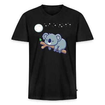 Schlafshirt Koala Pyjama schlafshirt - Männer Premium Bio T-Shirt mit V-Ausschnitt - Schwarz - Vorne - Nico (187cm)