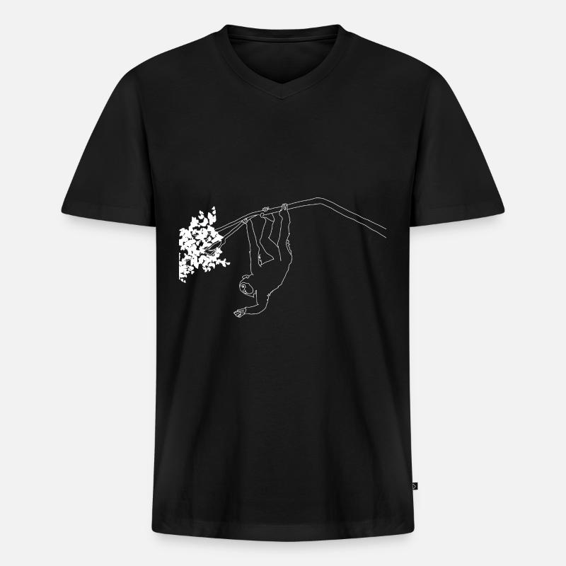 Affe lineart - Männer Premium Bio T-Shirt mit V-Ausschnitt - Schwarz