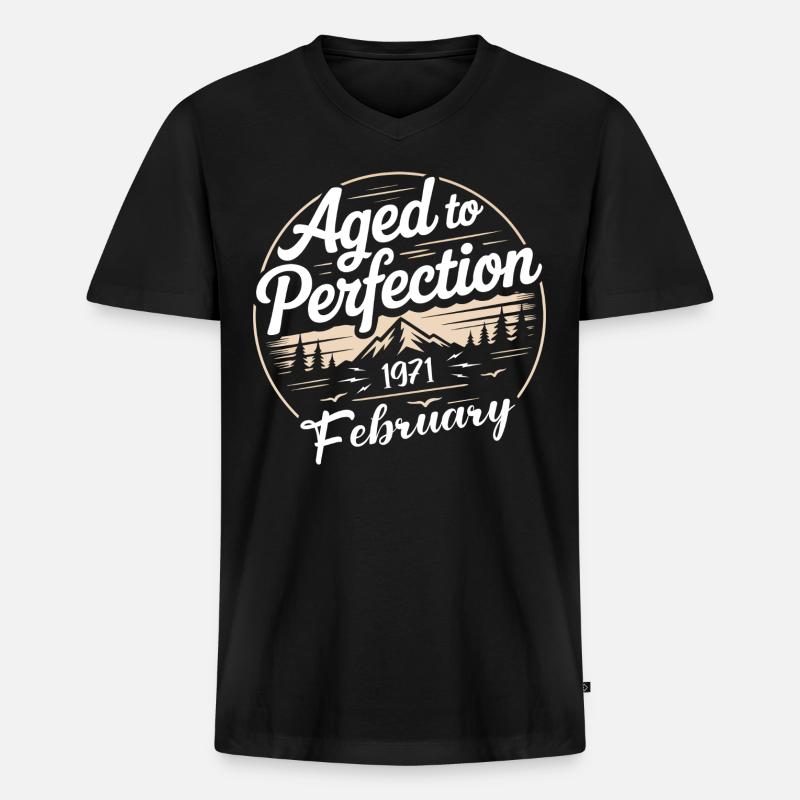 Februar 1971  - Männer Premium Bio T-Shirt mit V-Ausschnitt - Schwarz