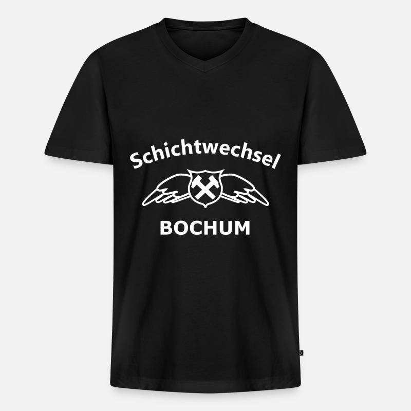 Bochumer Schichtwechsel - Männer Premium Bio T-Shirt mit V-Ausschnitt - Schwarz