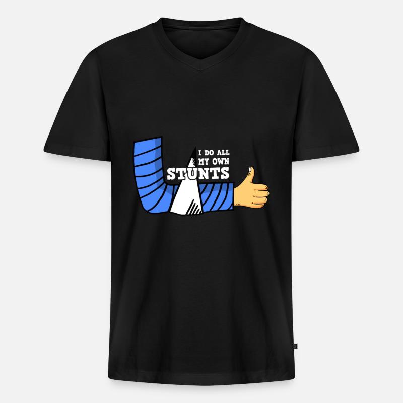 Gipsarm Knochenbruch Stuntman Gips - Männer Premium Bio T-Shirt mit V-Ausschnitt - Schwarz