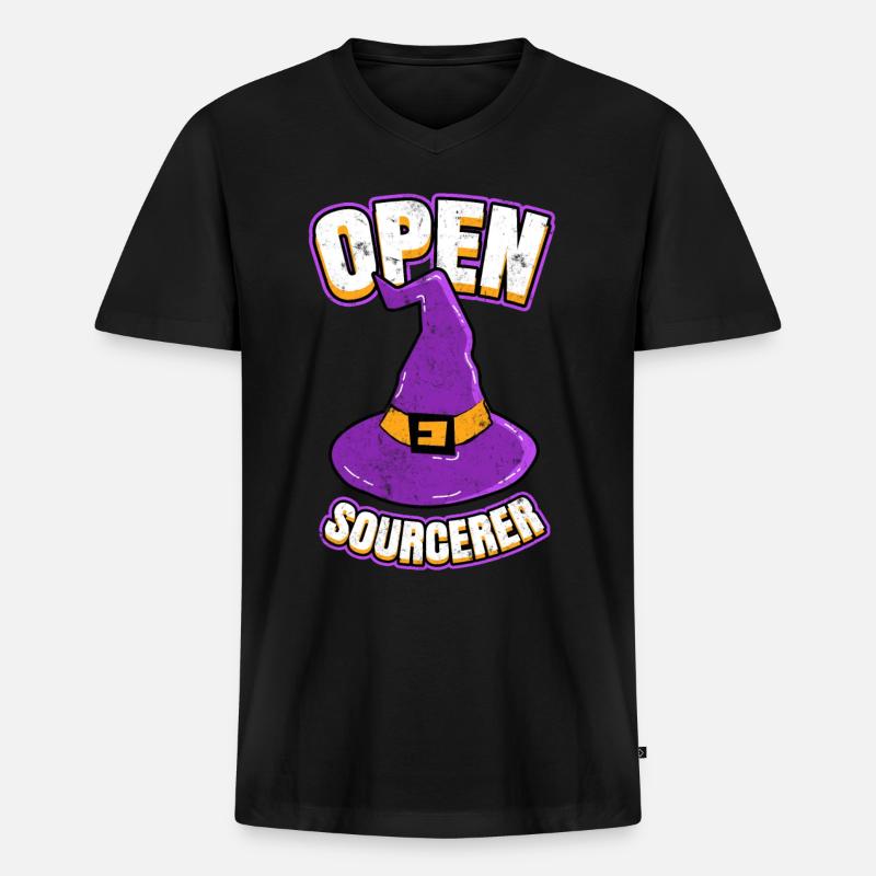 Programmeurs open source Hacker - T-shirt encolure en V Premium bio Homme - noir