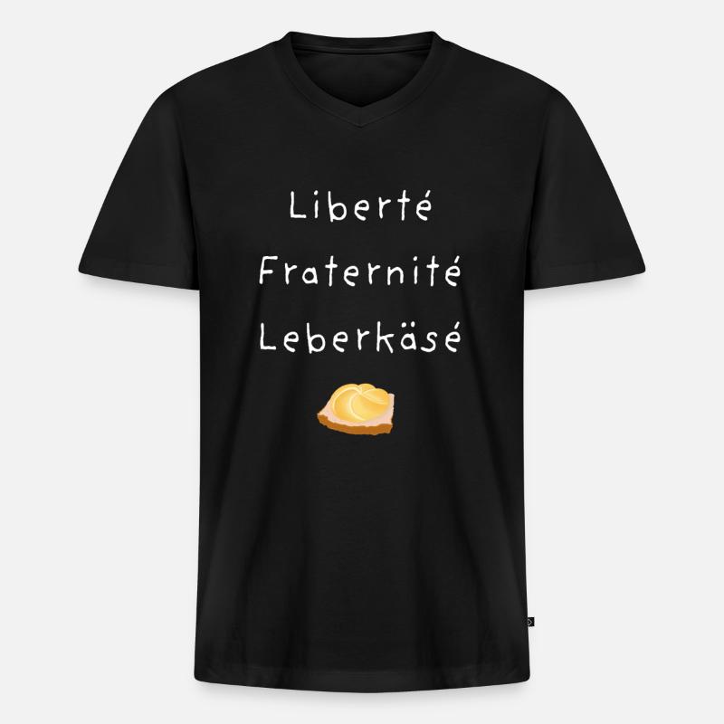 Leberkäse Design - Fleischkäse witzig - Männer Premium Bio T-Shirt mit V-Ausschnitt - Schwarz