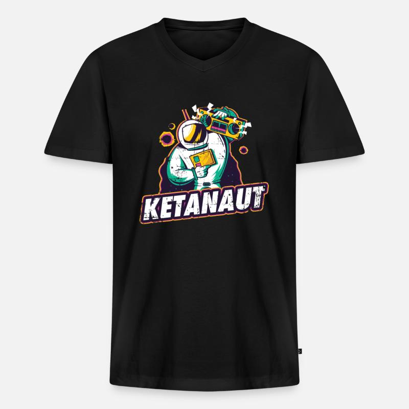 Keta tanzen Astronaut Techno Underground - Männer Premium Bio T-Shirt mit V-Ausschnitt - Schwarz