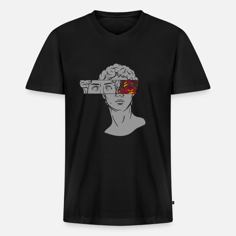 Dark Academia Blumen David Statue - Männer Premium Bio T-Shirt mit V-Ausschnitt - Schwarz