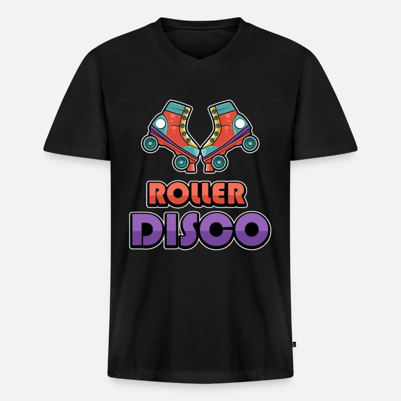 Roller Disco Rollschuhmädchen - Männer Premium Bio T-Shirt mit V-Ausschnitt - Schwarz
