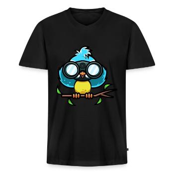 Vogelbeobachtung Blaumeise Vogel Vogelkundler - Männer Premium Bio T-Shirt mit V-Ausschnitt - Schwarz - Vorne - Nico (187cm)
