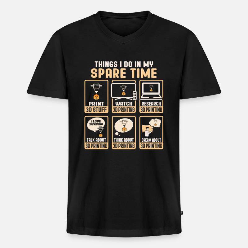 3D-udskrivningsdesign til en 3D-printerventilator - Premium økologisk T-shirt med V-hals til mænd - sort