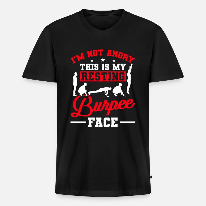 Burpees - Männer Premium Bio T-Shirt mit V-Ausschnitt - Schwarz