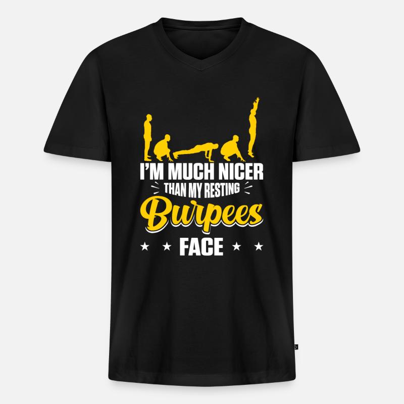 Burpees - Männer Premium Bio T-Shirt mit V-Ausschnitt - Schwarz