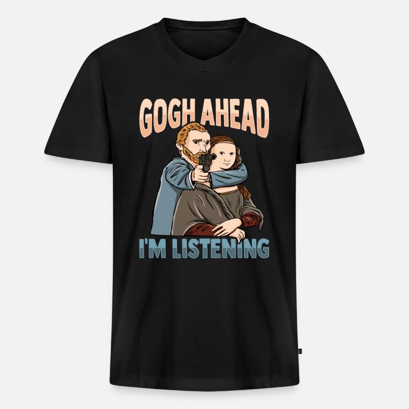 Van Gogh Kunst Mona Lisa - Männer Premium Bio T-Shirt mit V-Ausschnitt - Schwarz