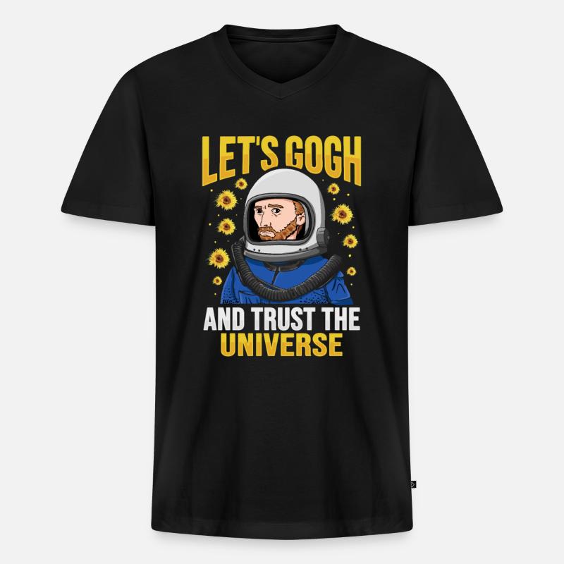 Van Gogh Astronaut - Männer Premium Bio T-Shirt mit V-Ausschnitt - Schwarz
