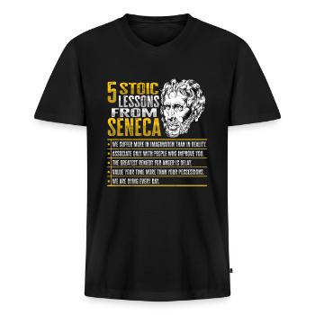 Sokrates Philosophie Design - Männer Premium Bio T-Shirt mit V-Ausschnitt - Schwarz - Vorne - Nico (187cm)